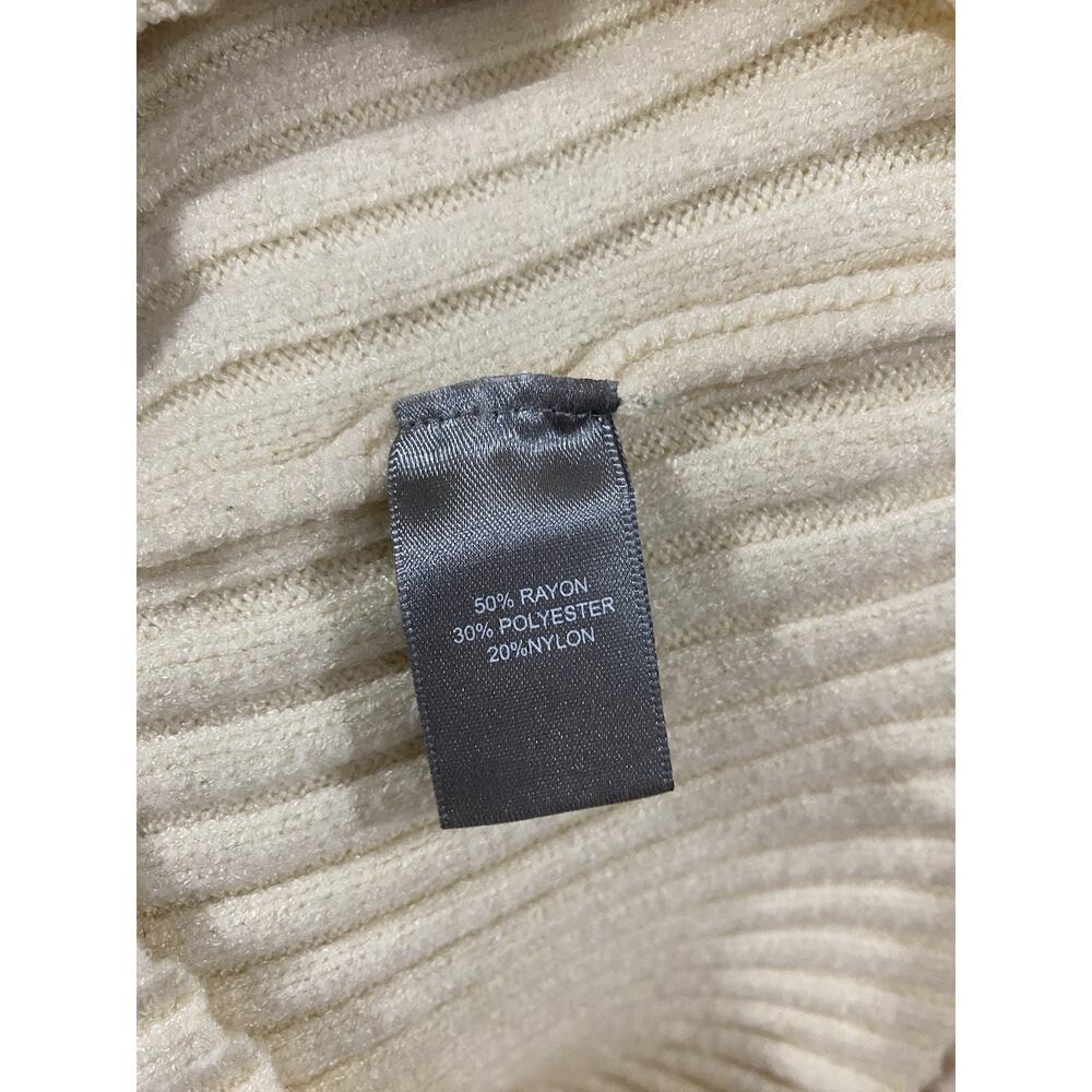 Marled Cream Cable Knit Mock Neck Sweater M Cozy Chunky Ribbed Winter Pullover - Picture 9 of 11
